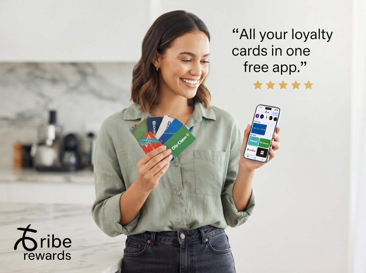 Person holding a phone with all their loyalty cards on it